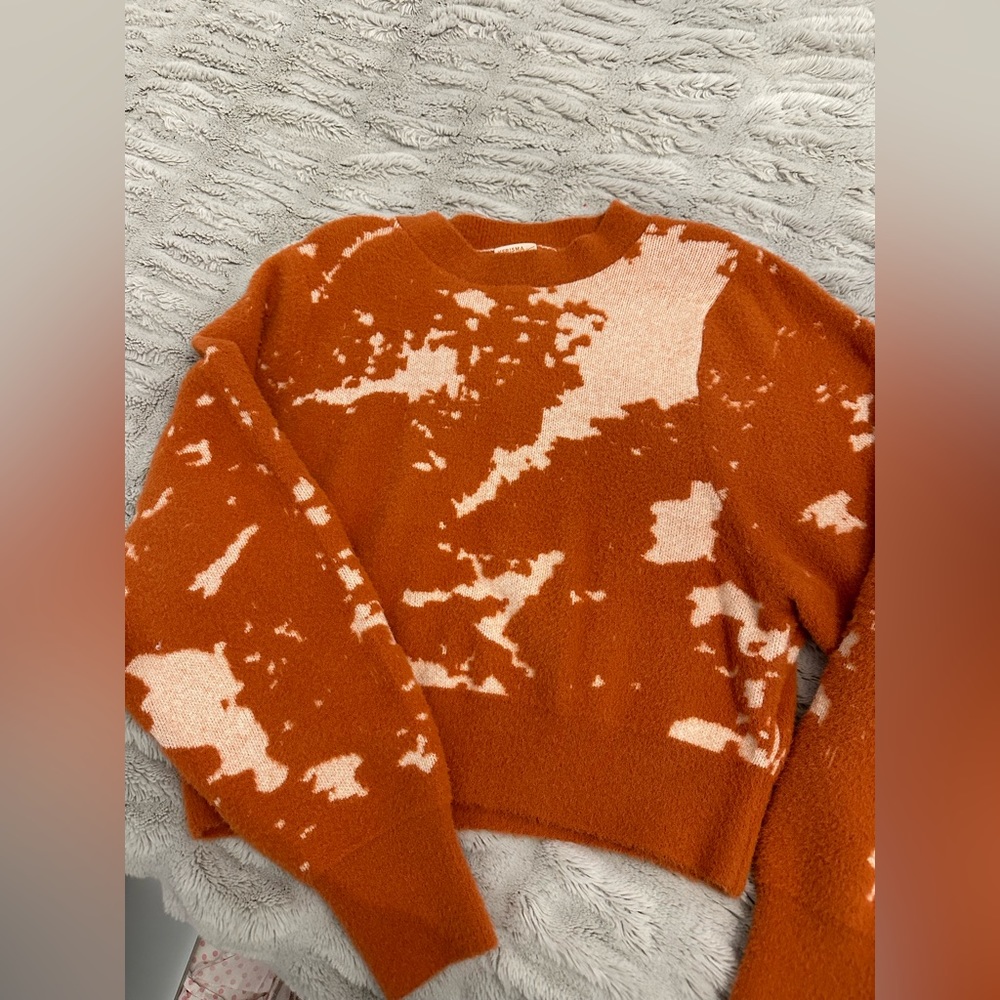 Orange and White Tie Dye Sweater